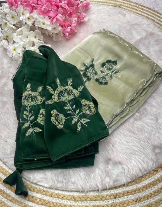 Soft Jimmy Choo hand work saree