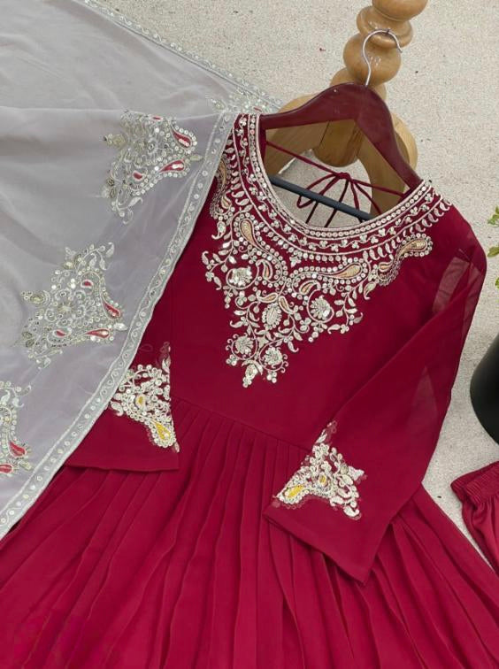 Full Sleeves georget fancy Gown set