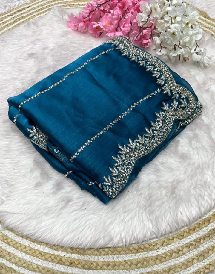 Zimmy Choo Saree pure Handwork ston work saree