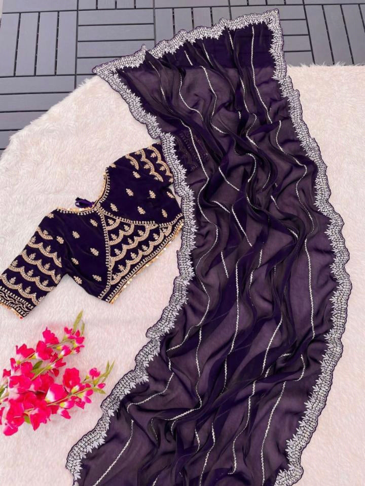Jimmy choo saree embroidery work