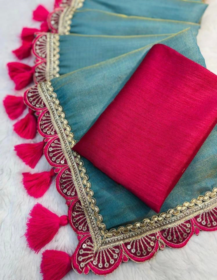 Presenting you trending gold tissue Saree with fancy lace border 25 lotkan