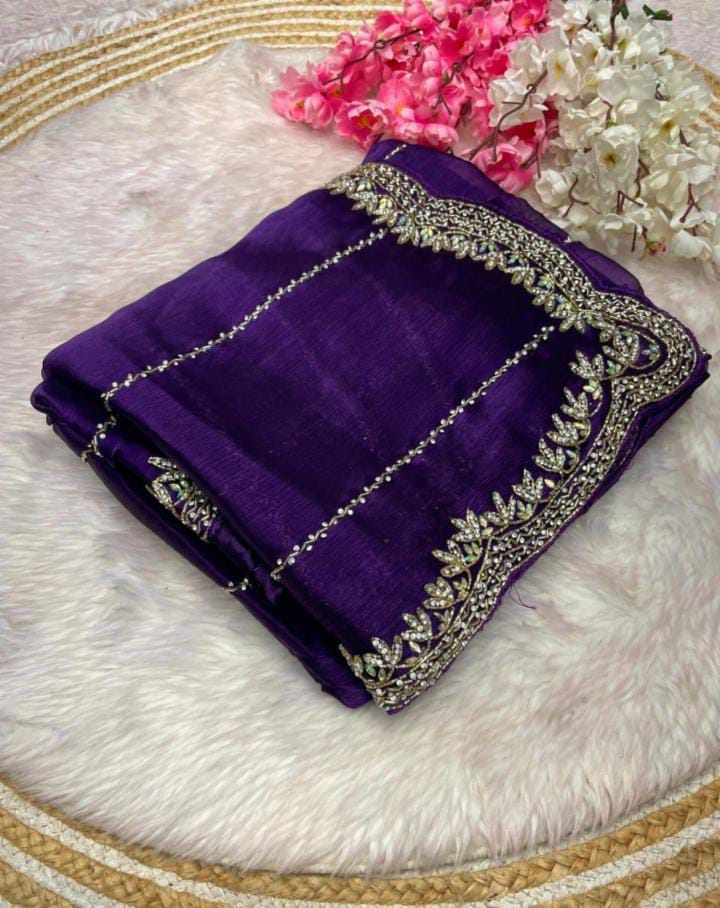 Zimmy Choo Saree pure Handwork ston work saree