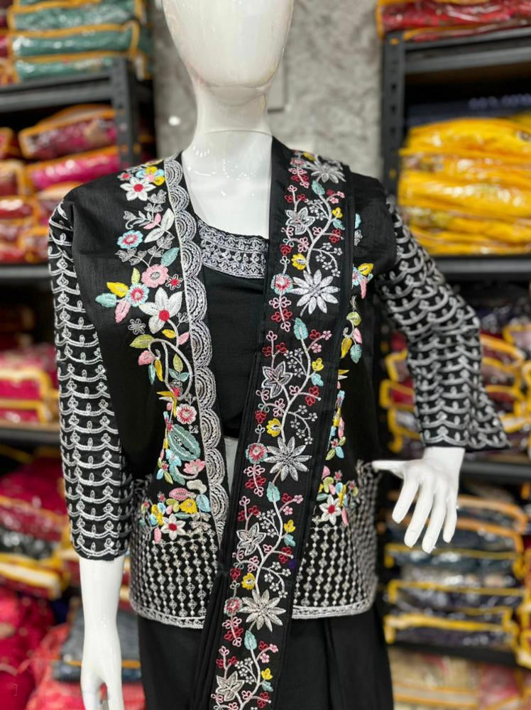Chinon Silk Party Wear Koti With Sarara set