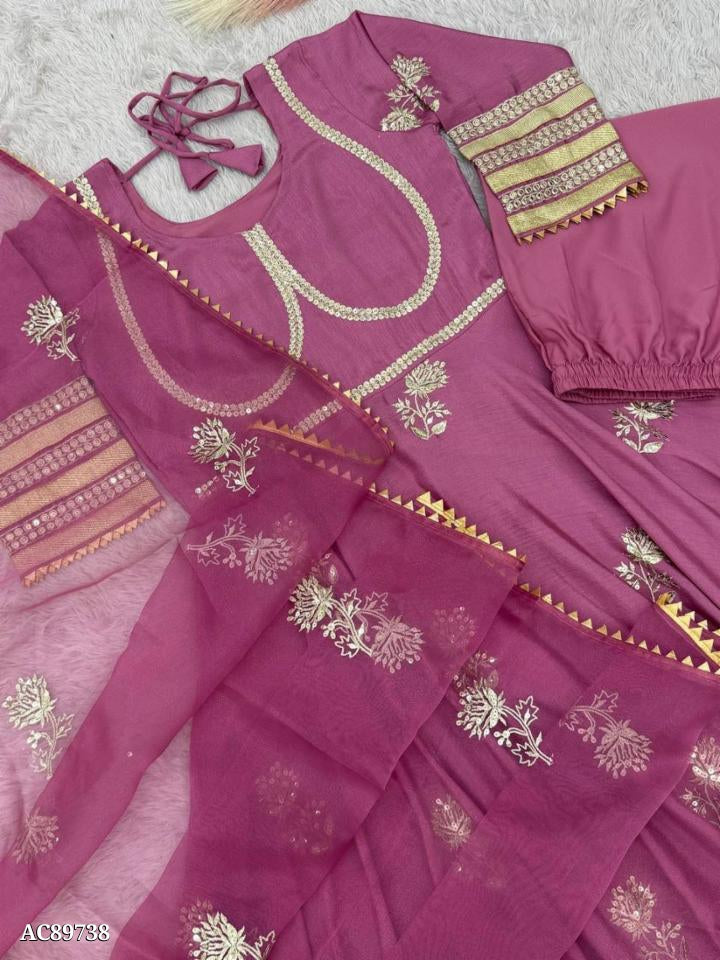 pure chinon silk fancy gown