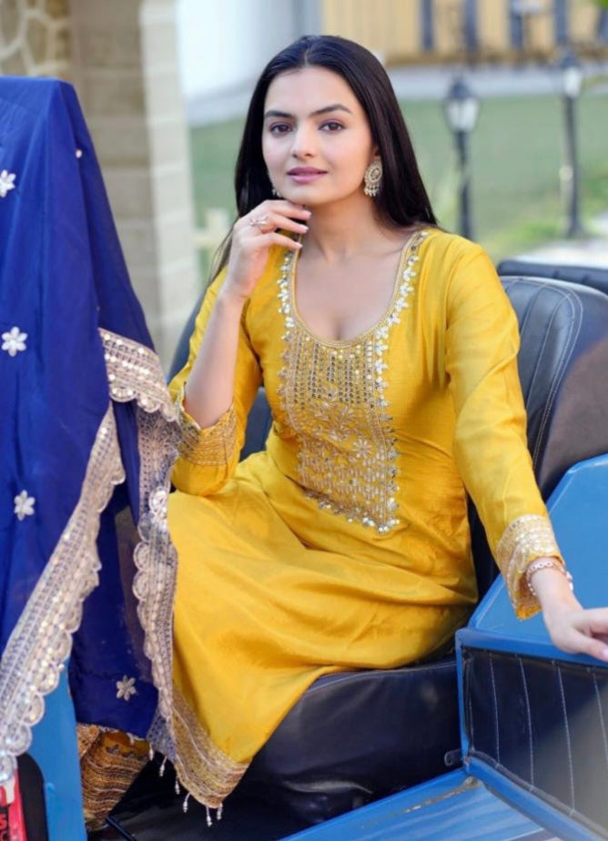 roman silk kurti set with dupatta suit set