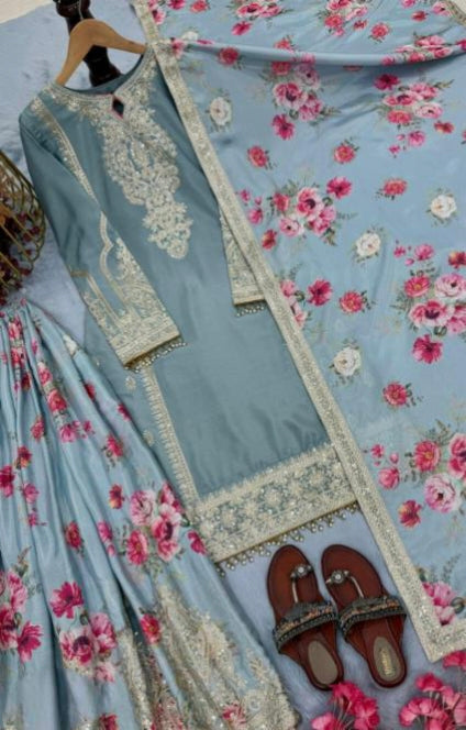 Chinon Silk With Embroidery 3 mm suit set