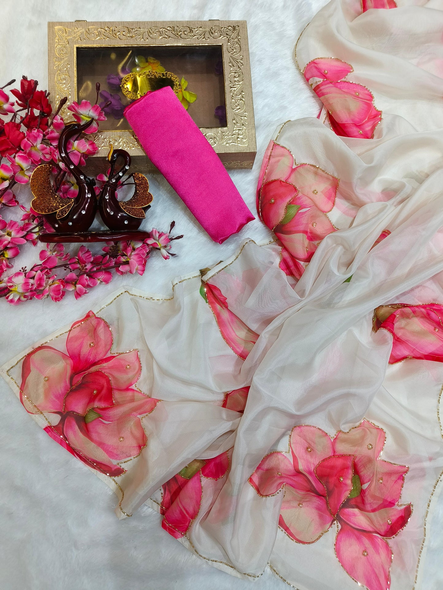 Trending floral handwork saree