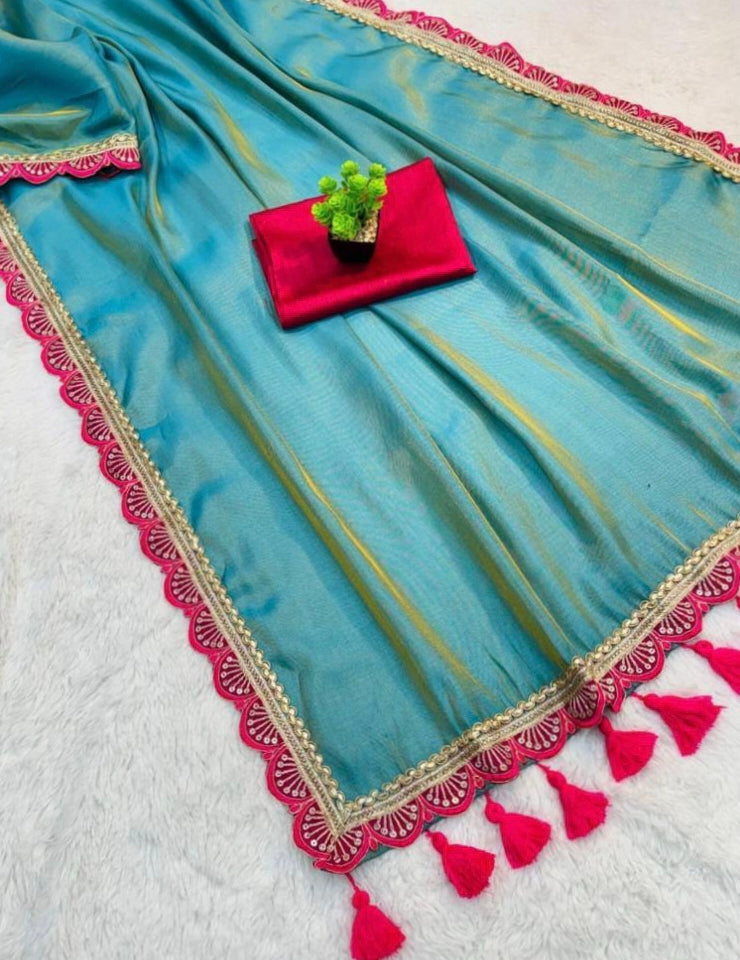 Presenting you trending gold tissue Saree with fancy lace border 25 lotkan