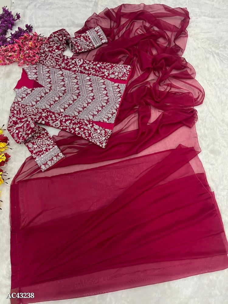 Fancy rangoli saree full (stitching) fancy  jacket blouse Embroidery sequence ,work