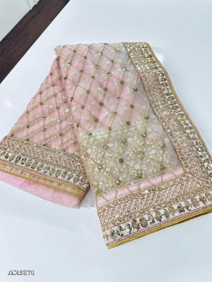 Pure Net saree with sequins  fancy  work Satin inner given