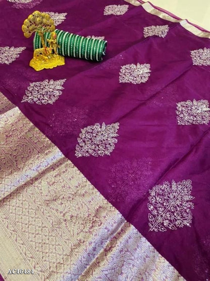 Saree:  Kanchipuram Orgenza jacquard Multi Squence Full Worked Saree With Raw Silk Squence Work Blouse