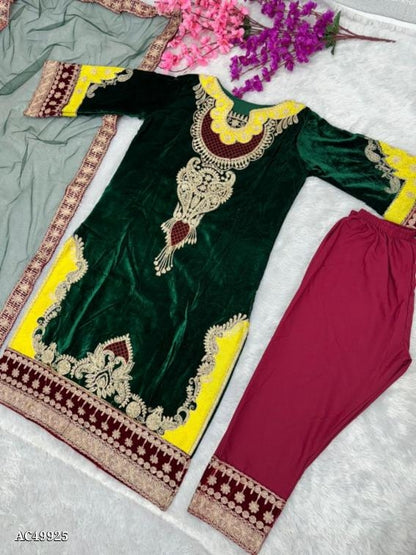 Top Pant Dupatta Hand Embroidered work full stitching