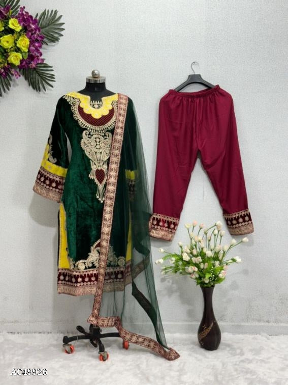 Top Pant Dupatta Hand Embroidered work full stitching