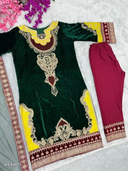 Top Pant Dupatta Hand Embroidered work full stitching