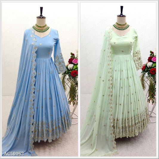 Gown with dupatta Georgette With Heavy 3mm sequence Emrodery Work With Full-Sleeve With Cut-Work