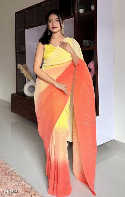 setet colour pure georgette sequence saree with blouse