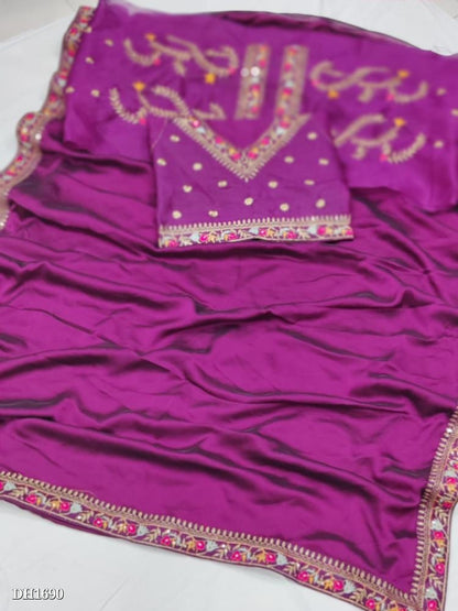 Rangoli silk fancy hand embroidered work with full embroidery work blouse