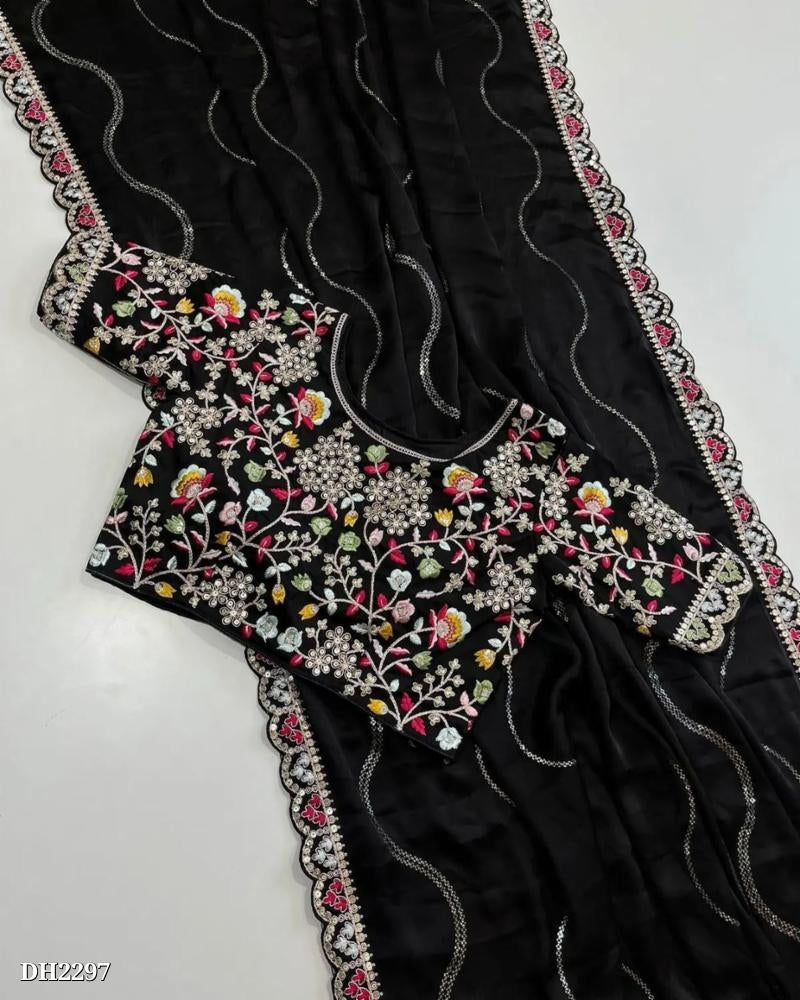 Blooming Rangoli. Sequance Cording Embroidery work Full stitching blouse