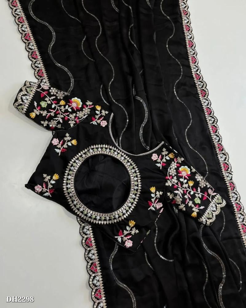 Blooming Rangoli. Sequance Cording Embroidery work Full stitching blouse