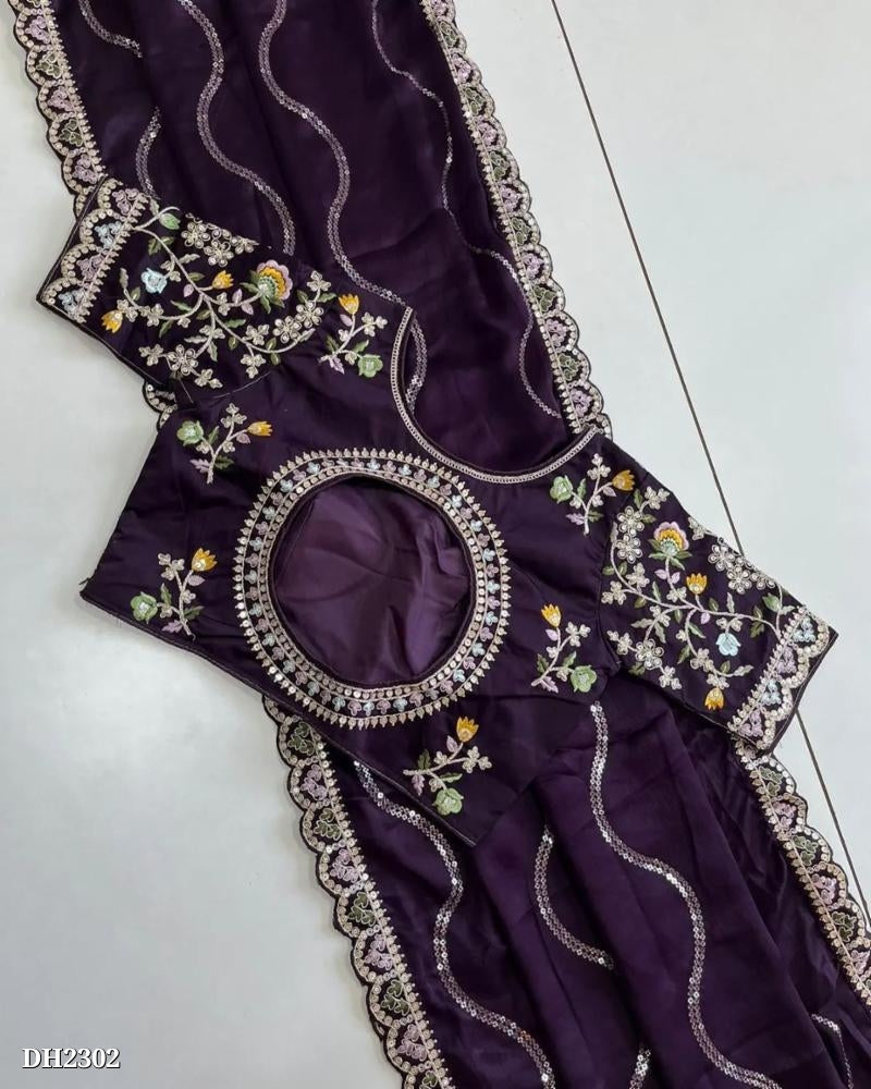 Blooming Rangoli. Sequance Cording Embroidery work Full stitching blouse