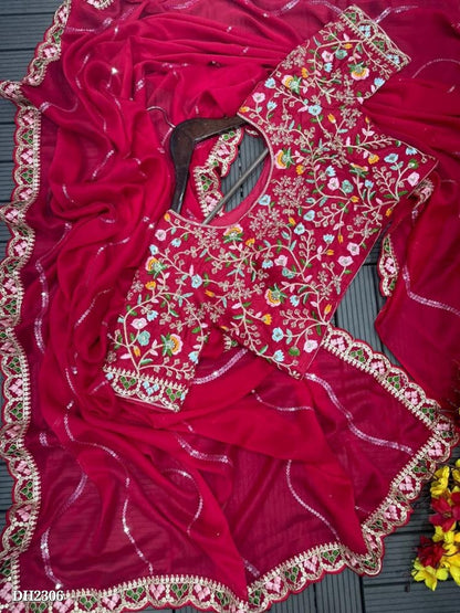 Blooming Rangoli. Sequance Cording Embroidery work Full stitching blouse