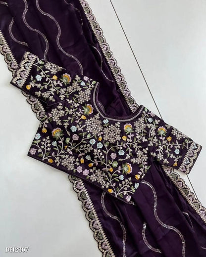 Blooming Rangoli. Sequance Cording Embroidery work Full stitching blouse