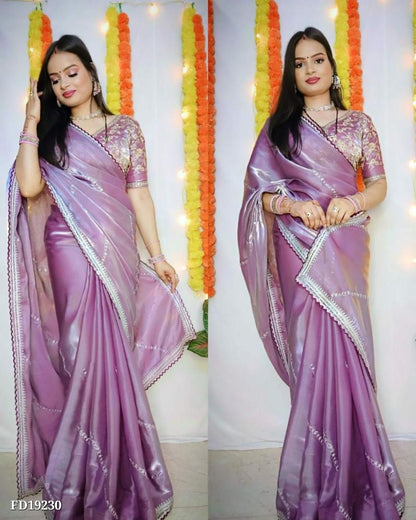 Full-Stitched
Work Multi Thread Sequence Cutwork Border💠 saree