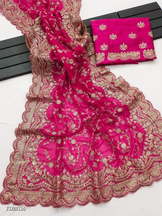 Superhit Georgette Embroidery Saree Design