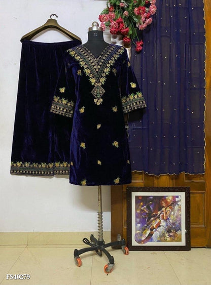 Suit, 9000 velvet fancy embroidery work full stitching