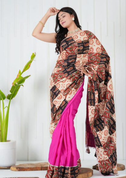 Women's Cotton Saree With Patch Work