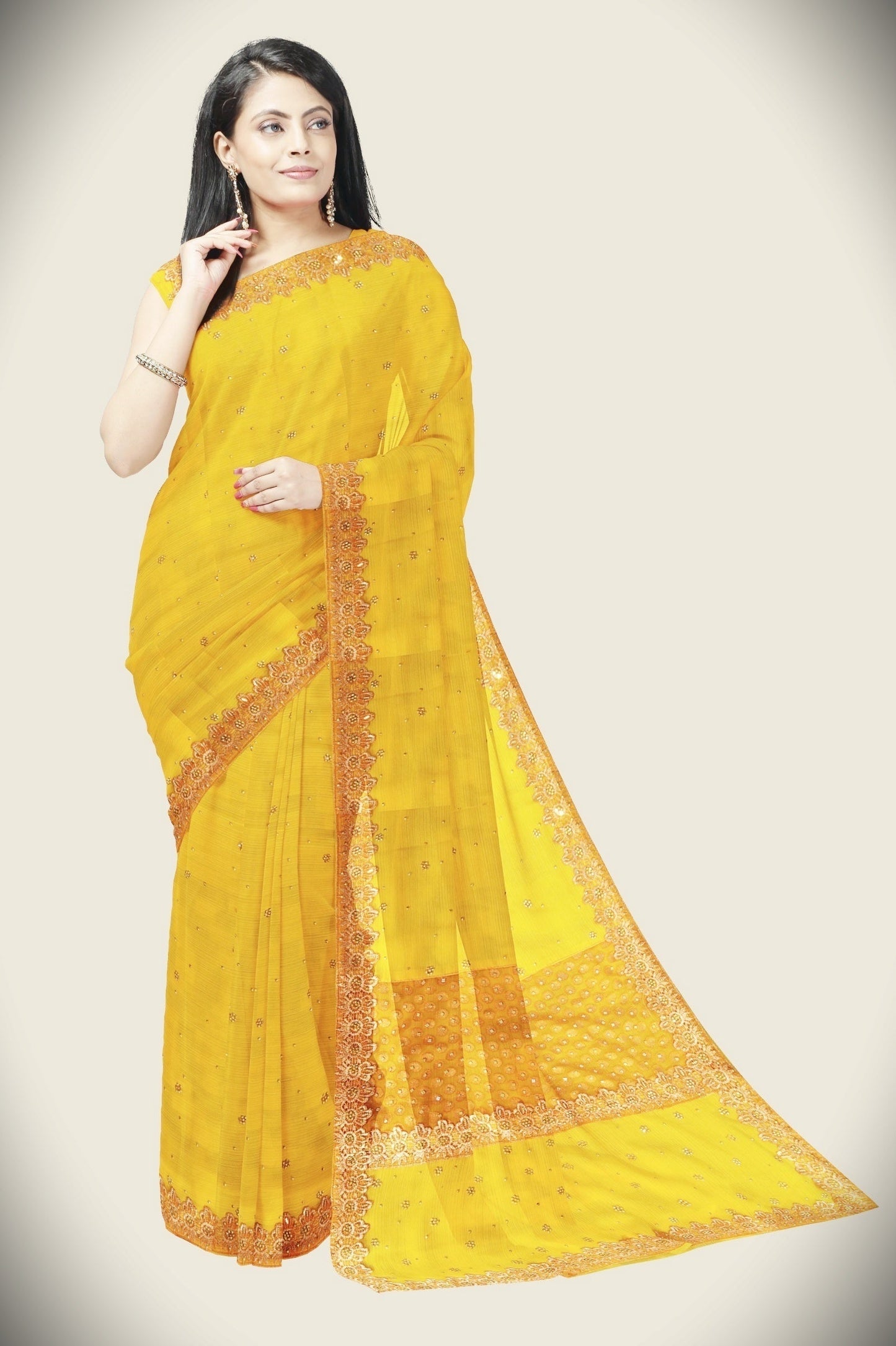 Pure Gorgeet chit pallu fancy broder saree