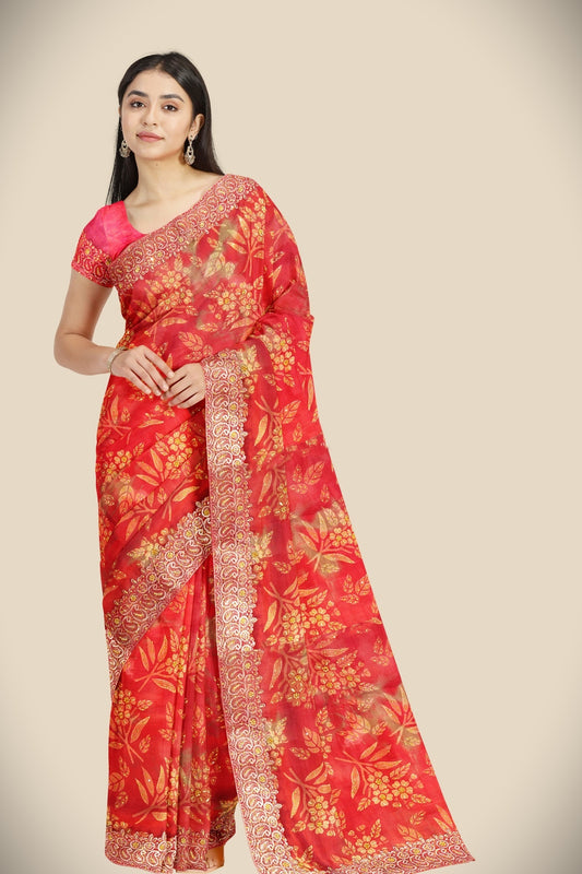 Fancy hand work saree with blouse
