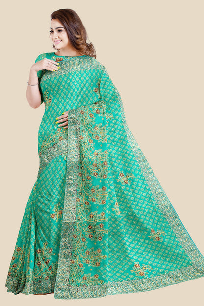 pure Gorgeet fancy work saree with blouse