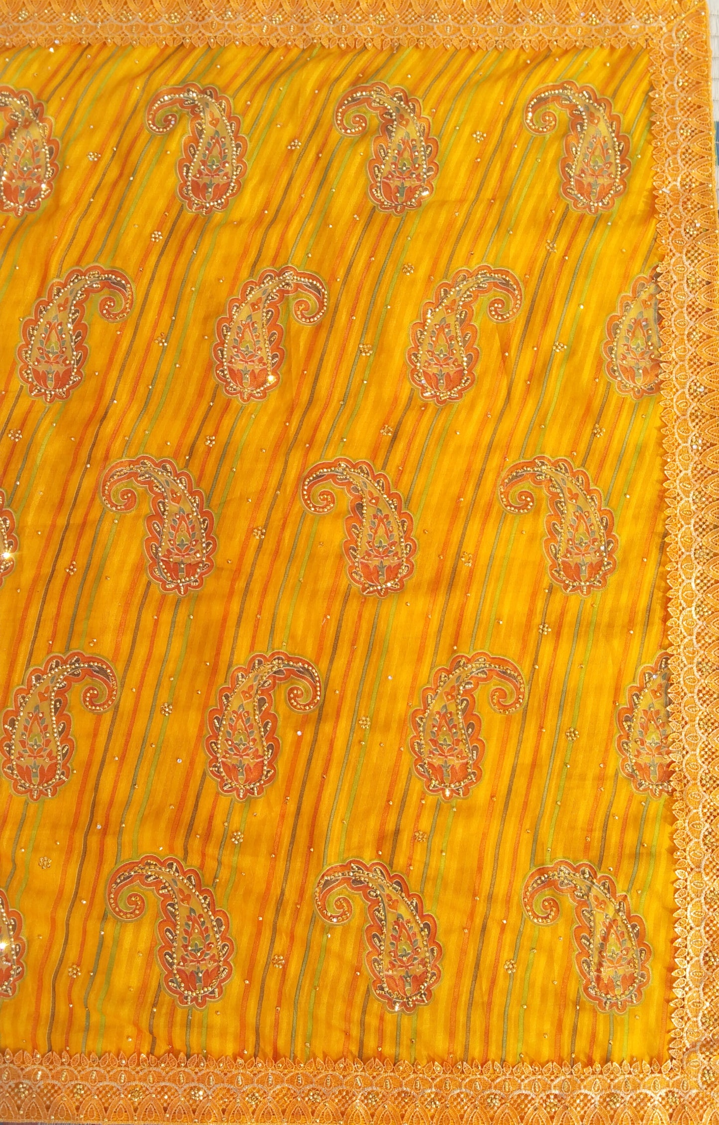 pure Gorgeet Hand brasso print fancy saree with blouse