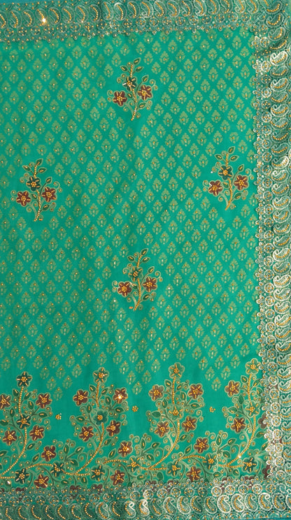 pure Gorgeet fancy work saree with blouse