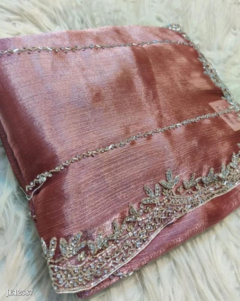 Zimmy Choo Saree With Beautiful Khatli Cut Dana Handwork Along With Hand Diamond Work*