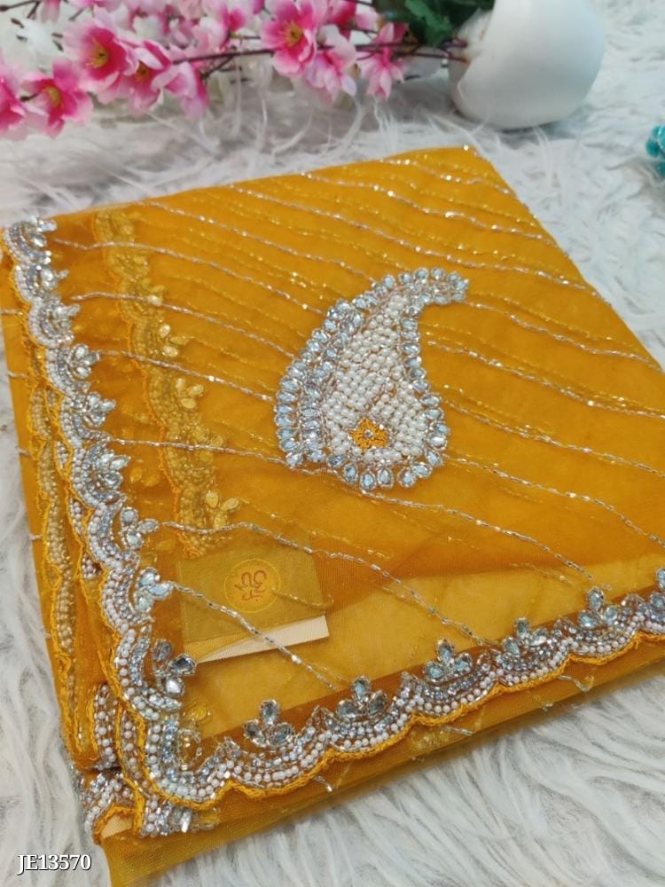 Buterfly net Saree fancy hand work diamond stone work