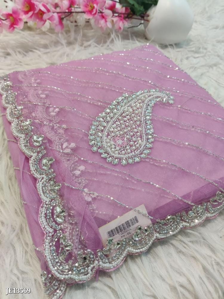 Buterfly net Saree fancy hand work diamond stone work