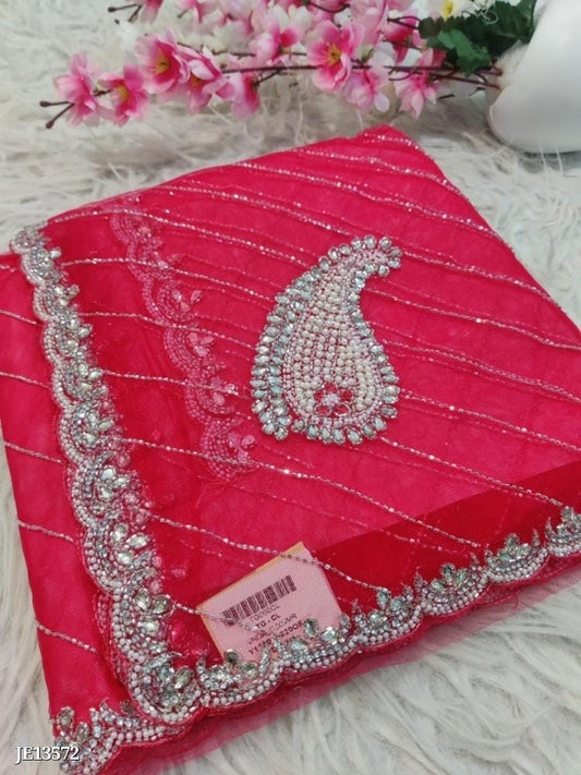 BUTERFLY NET Saree With Beautiful Khatli Cut Dana Handwork Along With Hand Diamond Work