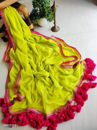 Trending Pumpum Lace With Embroidery Border Lace Saree*