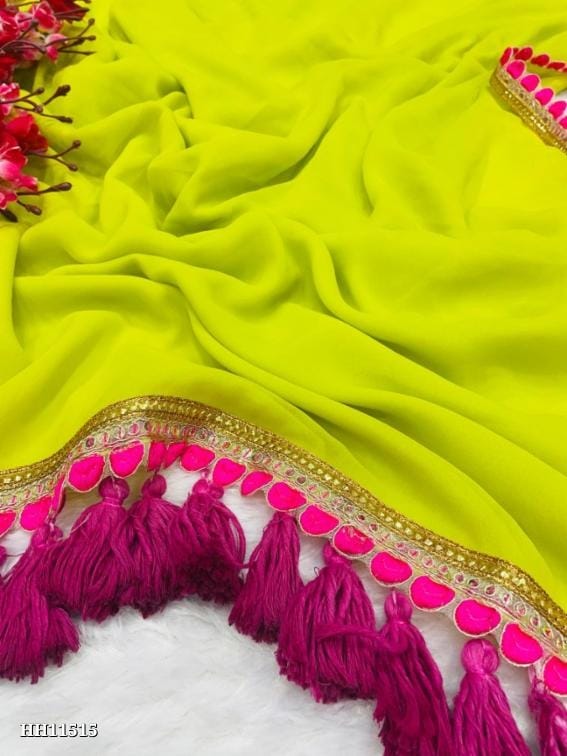 Trending Pumpum Lace With Embroidery Border Lace Saree*