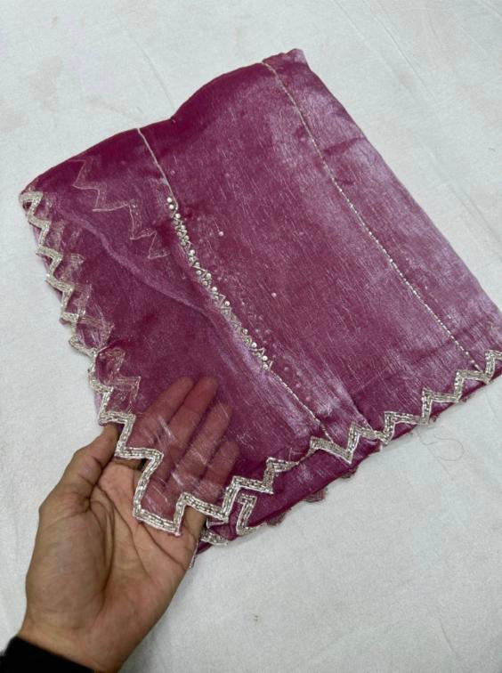 New Zimmy Choo Saree With Beautiful Khatli Cut Dana Handwork