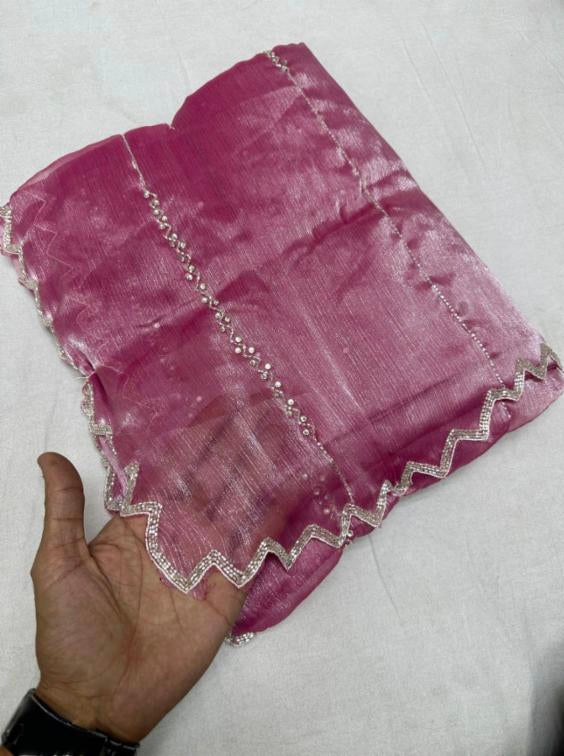 New Zimmy Choo Saree With Beautiful Khatli Cut Dana Handwork