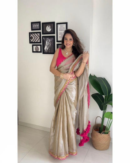 tissue Saree with lace border