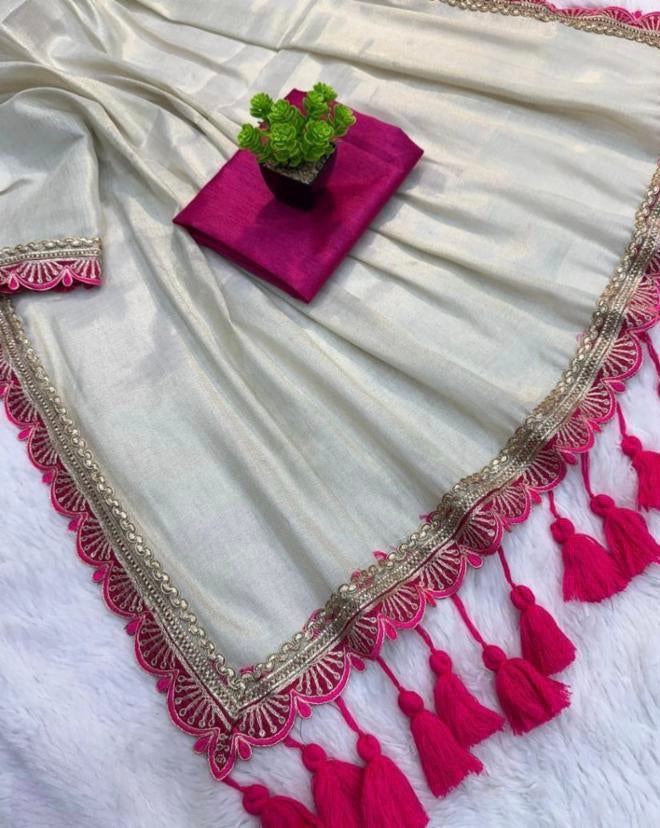 tissue Saree with lace border