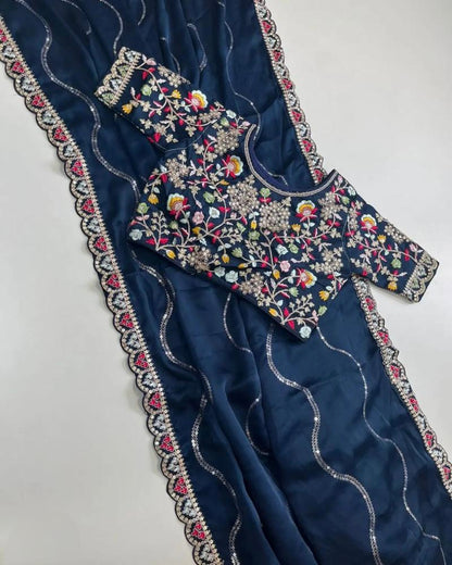 Embroidery work saree