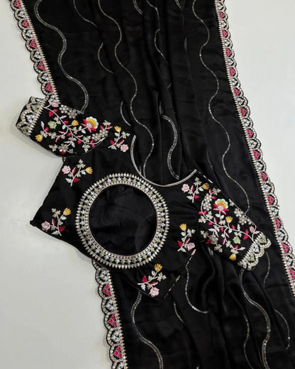 Embroidery work saree