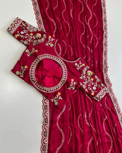 Embroidery work saree