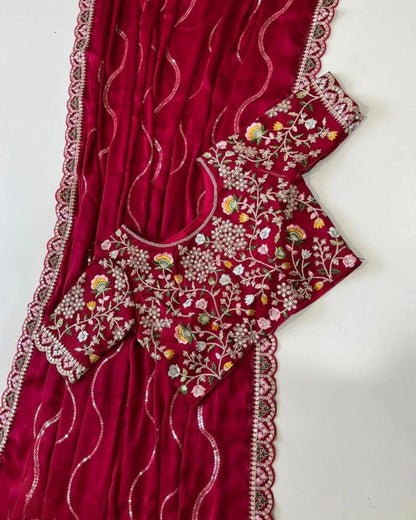 Embroidery work saree