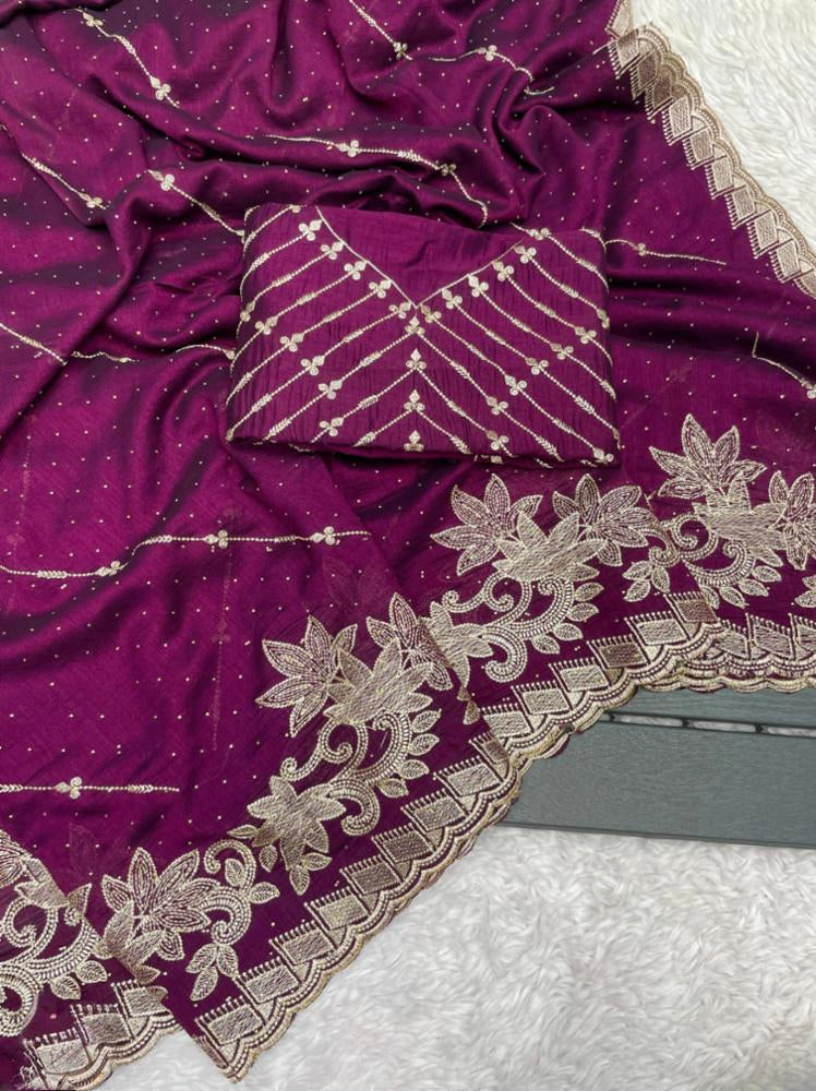 Beautiful Embroidery Zari Work With Siroski Work